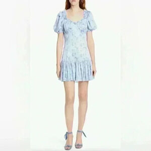 LoveShackFancy Light Blue Floral Dress